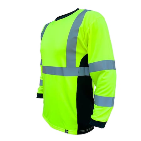Safetyshirtz SS360 Basic Class 3 Long Sleeve T-Shirt w/ vented sides, Safety Green, S 45120418S